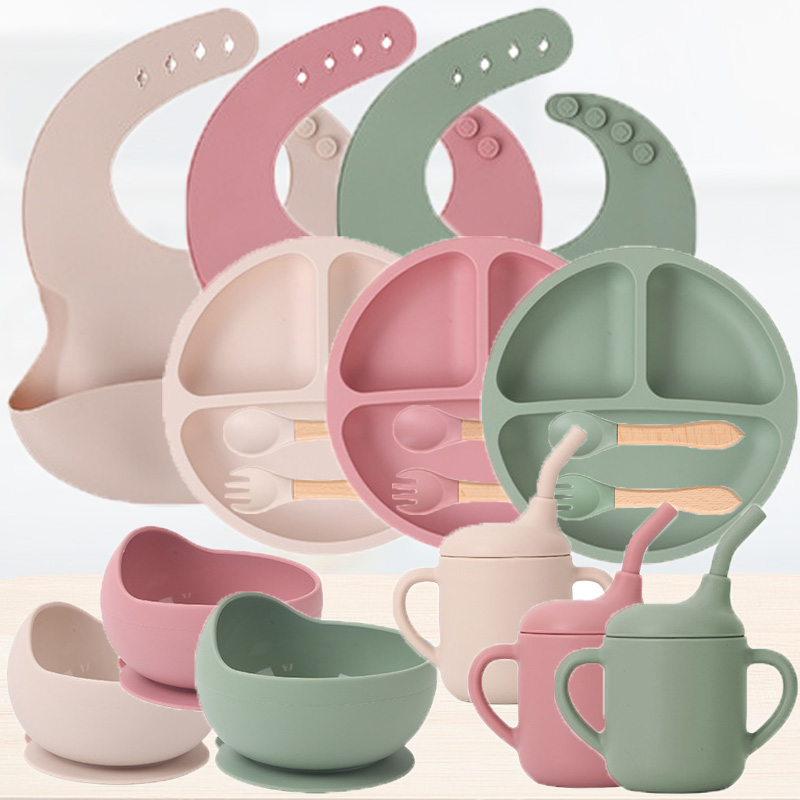 Silicone Suction Bowl - Children's silicone tableware set Baby Complementary