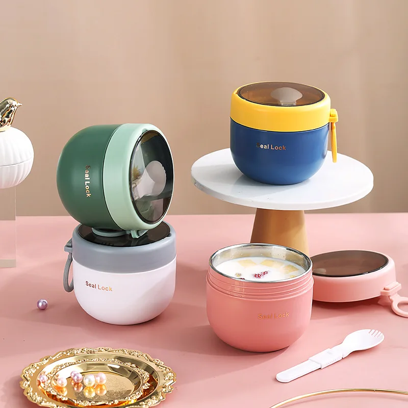 Baby Food Thermos - 600ml/800ml Breakfast Cups with Fork Cereal