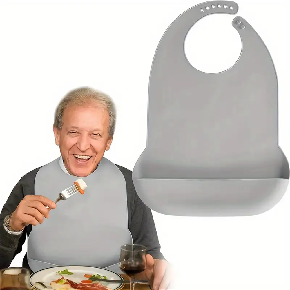 Baby Food Eating - Large Silicone Adult Bibs Waterproof Food-Grade