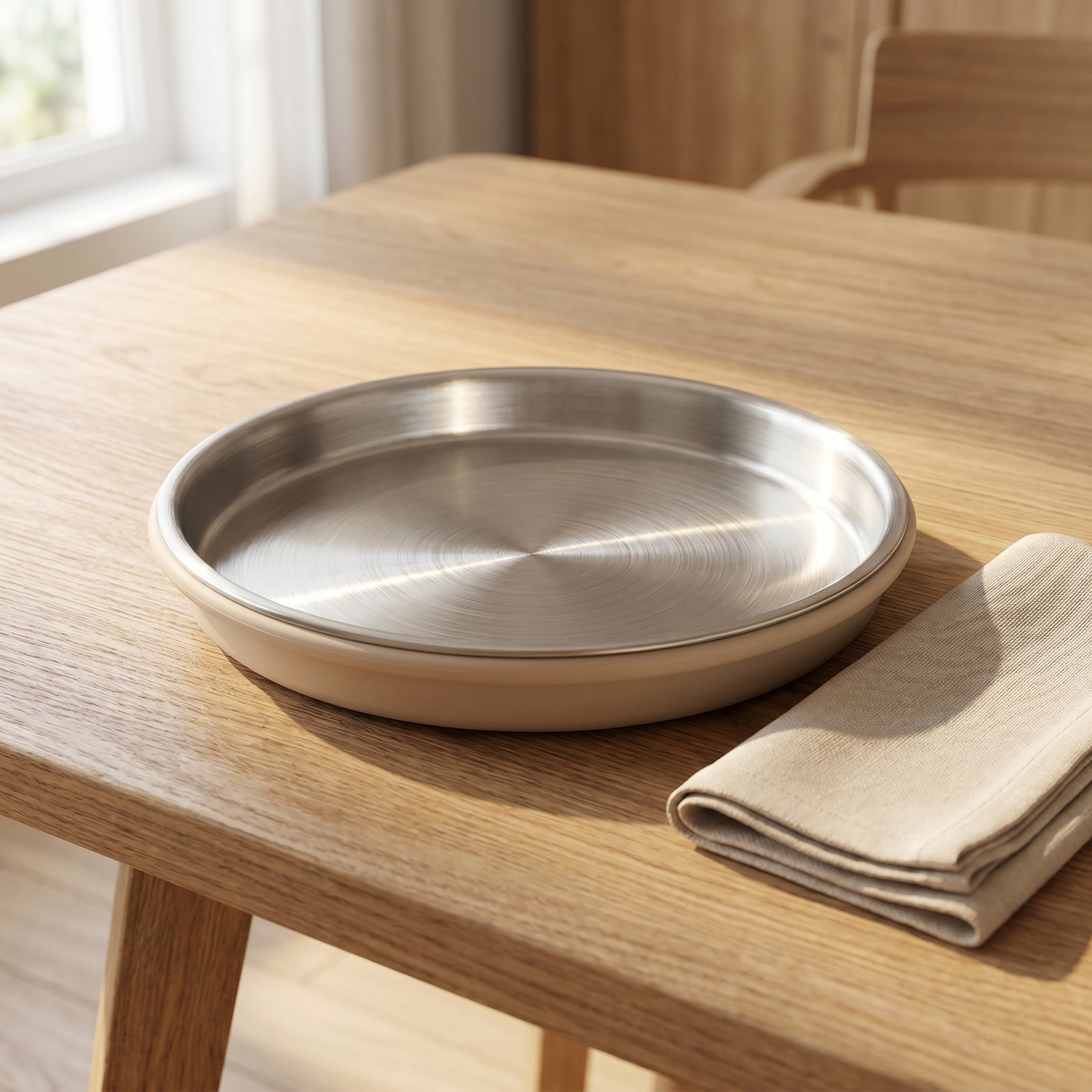Plate Suction Toddler - Stainless Steel Baby Feeding Plate Non