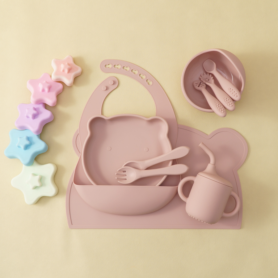 8PCS Silicone Baby Feeding Set - Silicone Suction Bowl recension och pris