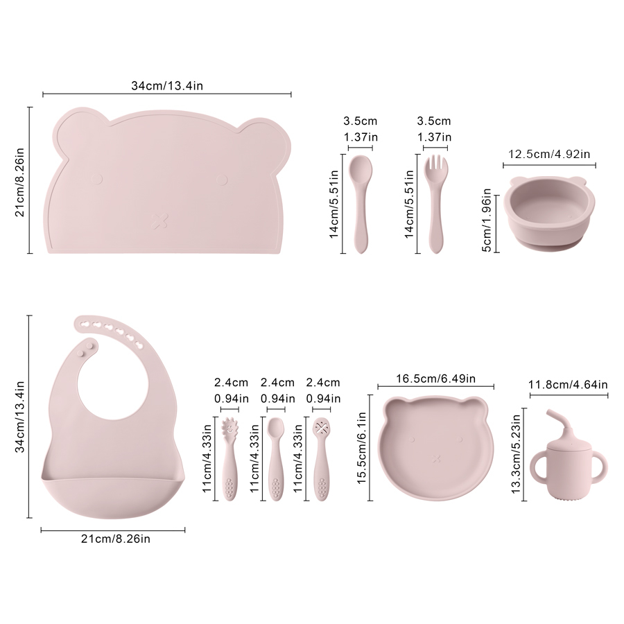 8PCS Silicone Baby Feeding Set - Silicone Suction Bowl recension och pris