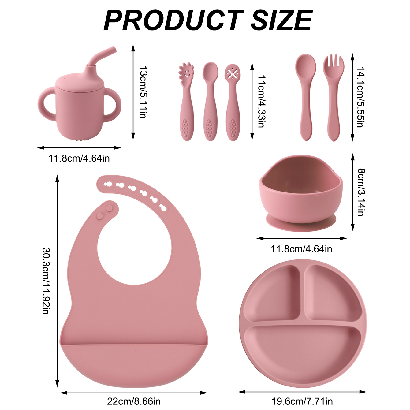 9PCS Silicone Baby Feeding Set - Plate Suction Toddler recension och pris
