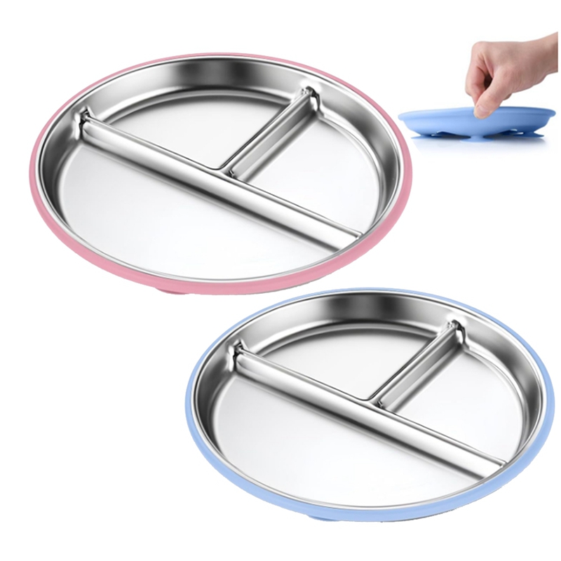 2PCS Stainless Steel Kids Plat - Plate Suction Toddler recension och pris