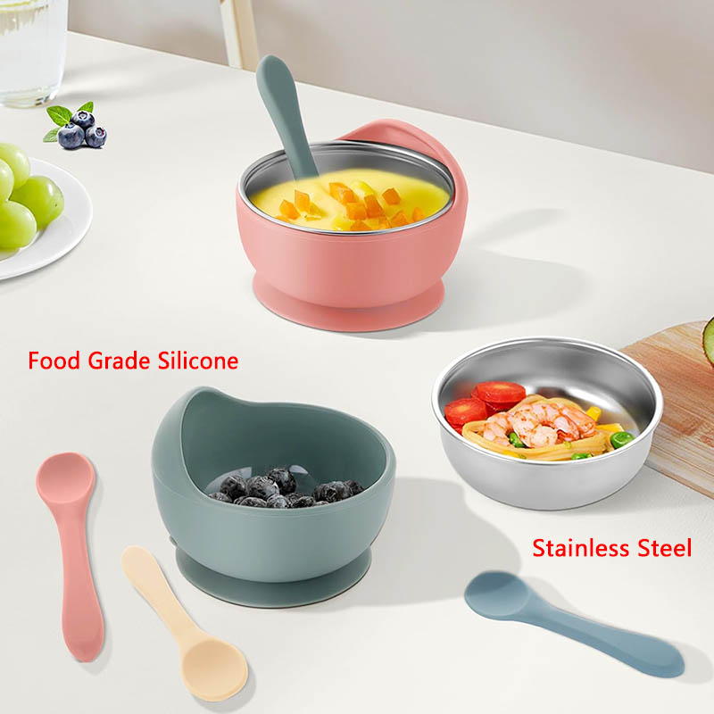 3Pcs Set Baby Feeding Bowl Wit - Silicone Suction Bowl recension och pris