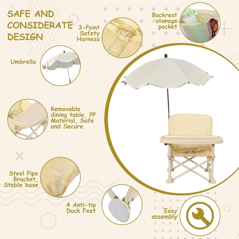 Baby Outdoor Beach Chair with  - Baby Food Chair recension och pris