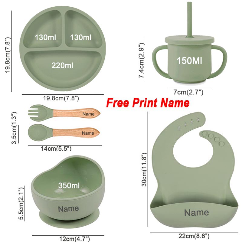 6Pcs Baby Feeding Set Free Per - Silicone Suction Bowl recension och pris