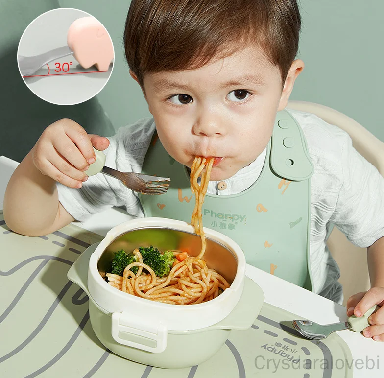 1setElephant Short Fork Spoon  - Baby Food Eating recension och pris