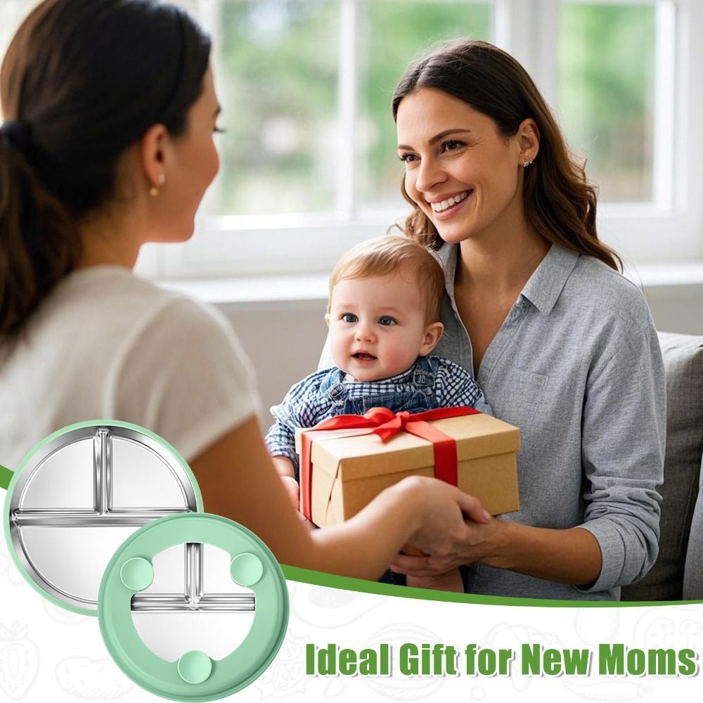 Stainless Steel Kids Plate wit - Plate Suction Toddler recension och pris