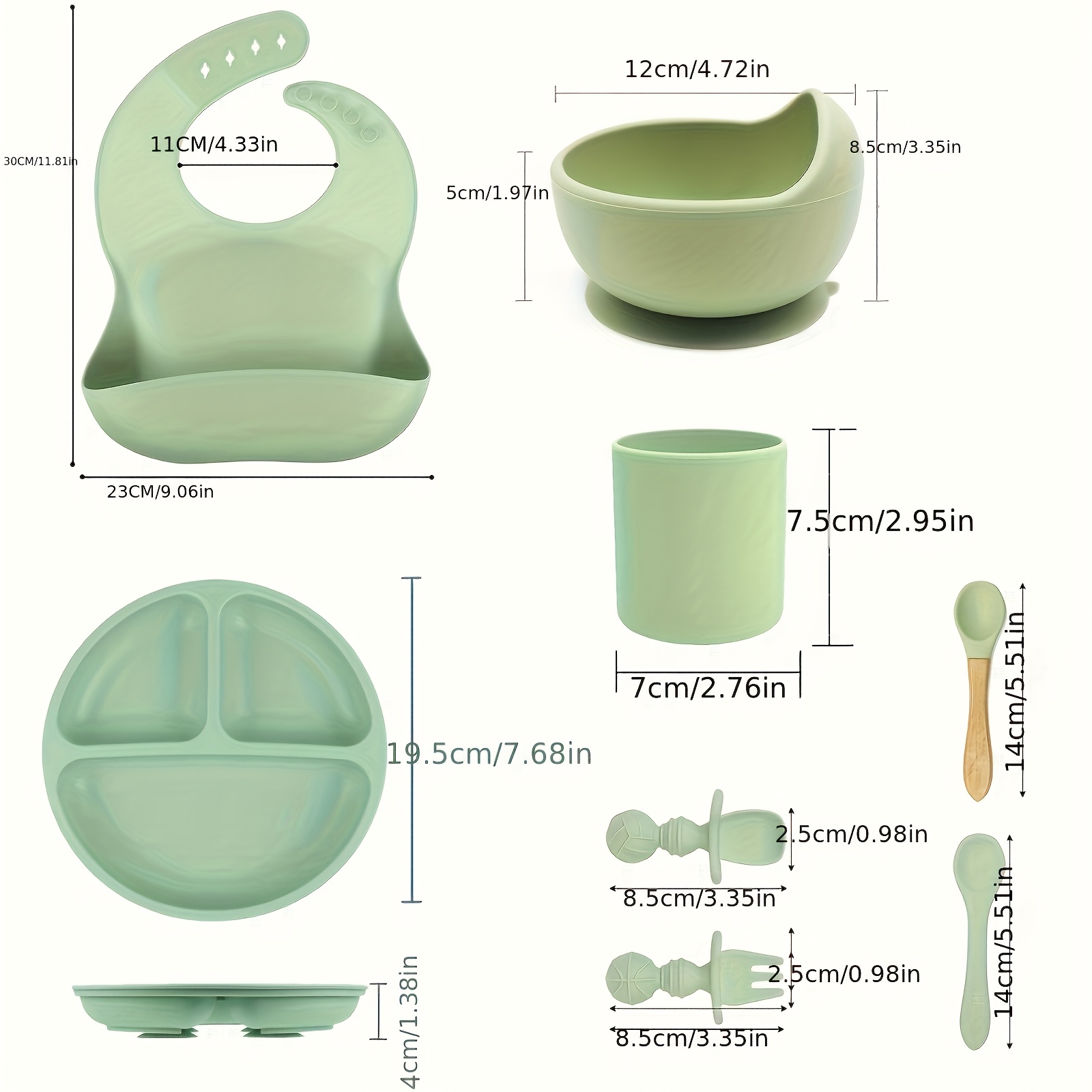 8-Piece Silicone Baby Feeding  - Plate Suction Toddler recension och pris