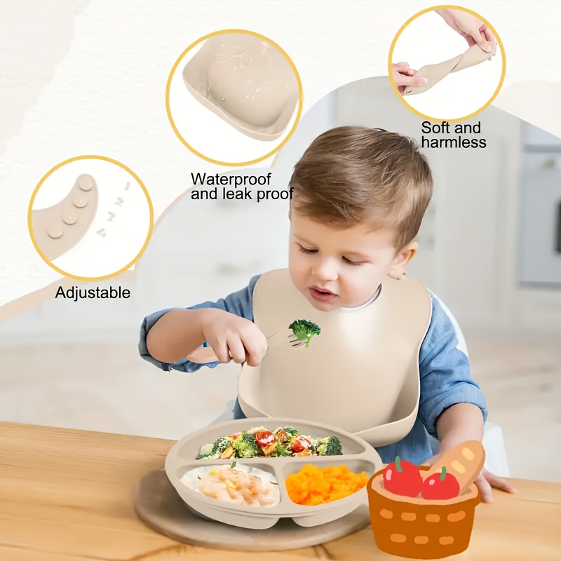 8-Piece Silicone Baby Feeding  - Plate Suction Toddler recension och pris
