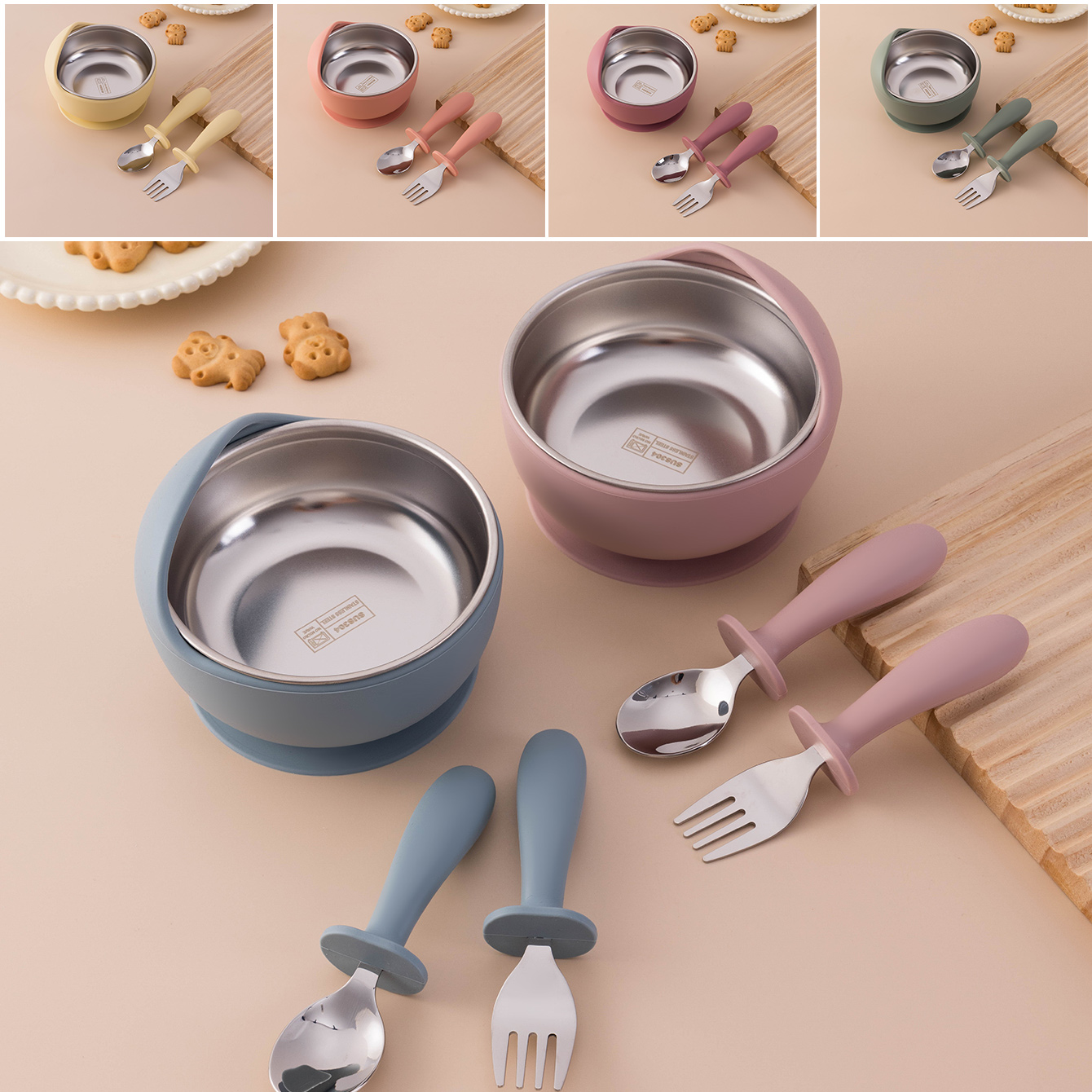 Color Kids 3PCS Stainless Stee - Silicone Suction Bowl recension och pris
