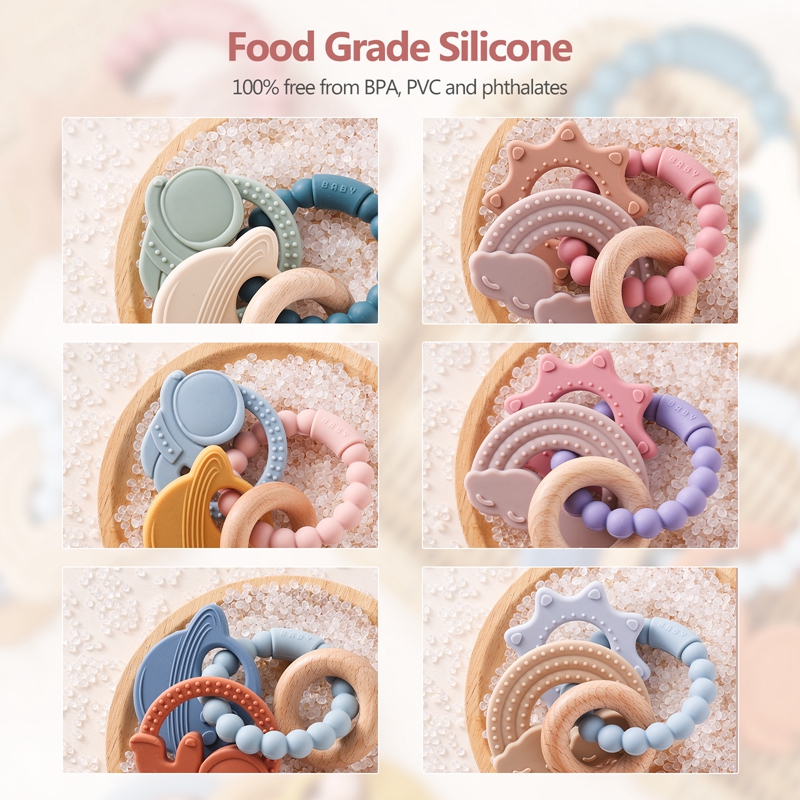 1pc Silicone Teether,Food Grad - Baby Food Name recension och pris