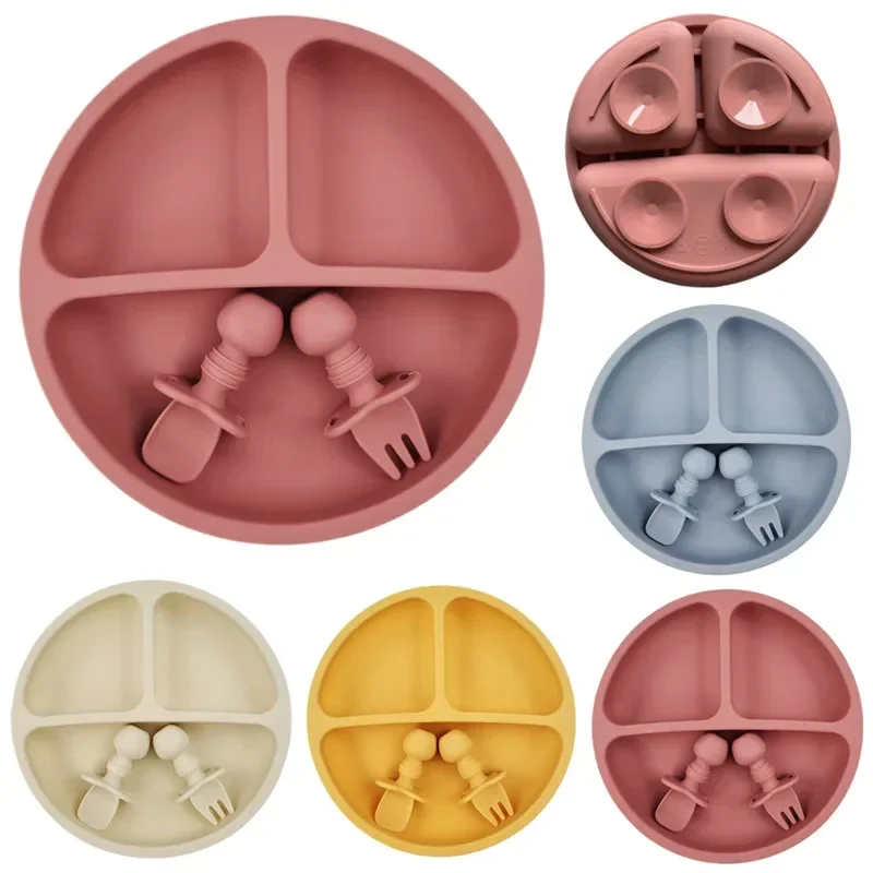 3Pcs Silicone Baby Feeding Set - Plate Suction Toddler recension och pris