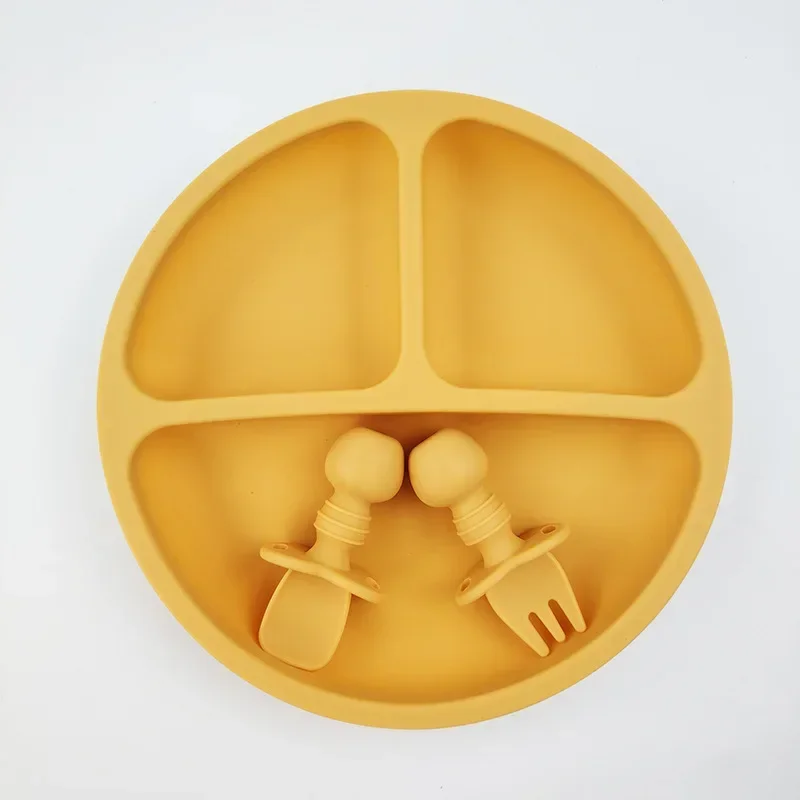 3Pcs Silicone Baby Feeding Set - Plate Suction Toddler recension och pris
