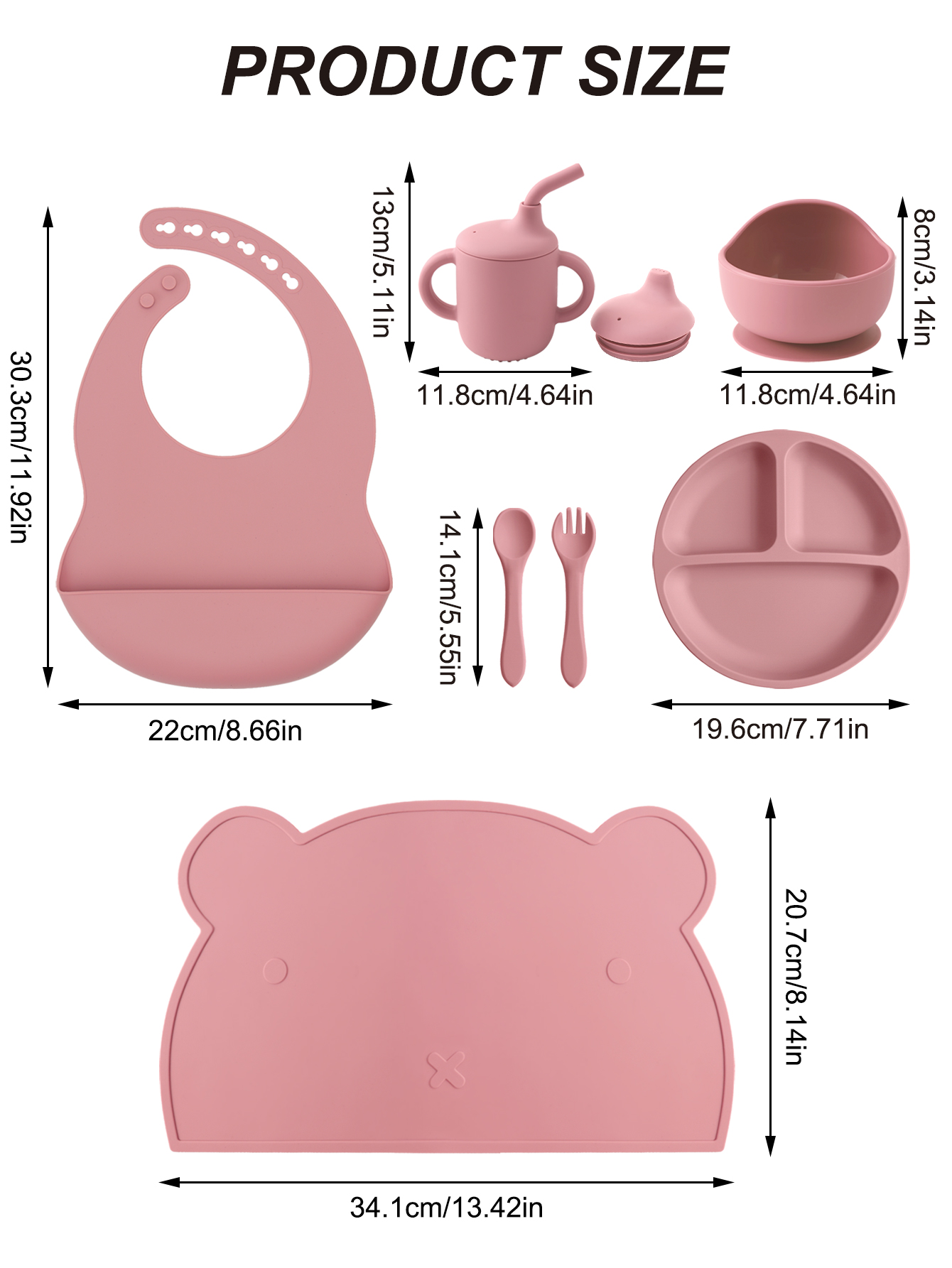 7PCS Silicone Baby Feeding Set - Plate Suction Toddler recension och pris